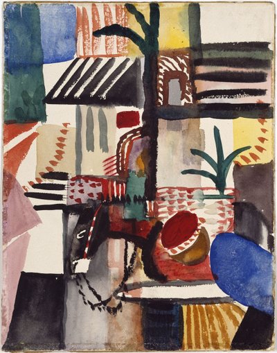 ロバのチュニジアを持つ男、1914 作： August Macke