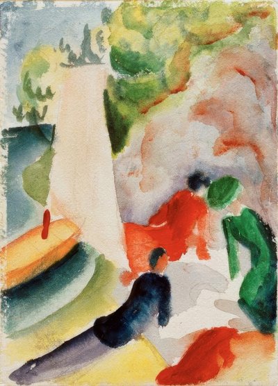 ビーチでのピクニック 作： August Macke