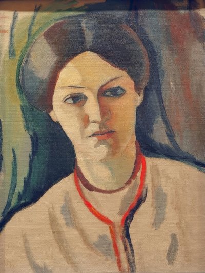 アーティストの妻の肖像画の頭 作： August Macke