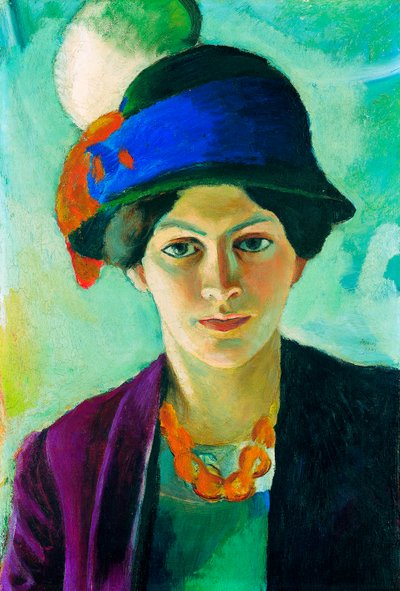 「アウグスト・マッケ（1887-1914）の「帽子をかぶった画家の妻の肖像 作： August Macke