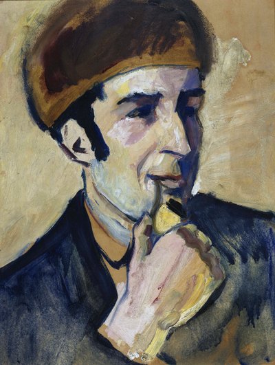 "フランツ・マルク（1880-1916）の肖像"。アウグスト・マッケの絵画（1887-1914） 1910年 ベルリン国立博物館（Staatliche Museen, Berlin 作： August Macke