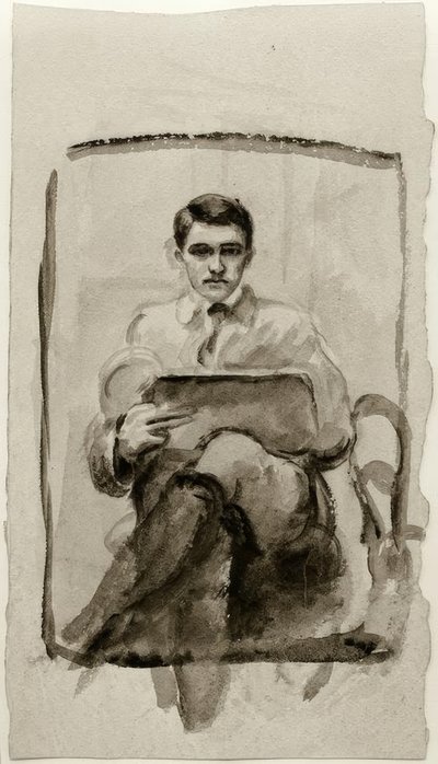 自画像、描画 作： August Macke
