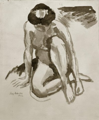 座りがちな行為、前かがみ 作： August Macke