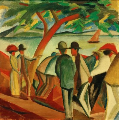 湖畔の歩行者 作： August Macke
