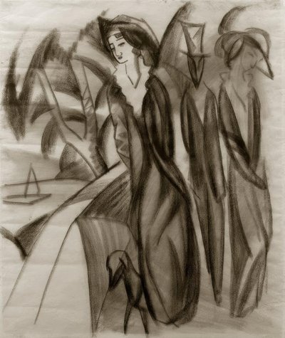 湖畔の歩行者 作： August Macke