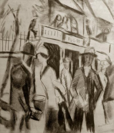 通りの歩行者 作： August Macke