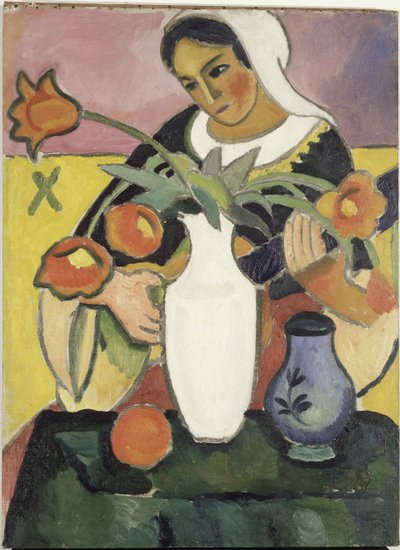 リュート奏者、1910年。 作： August Macke