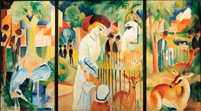 大きな動物園。アウグスト・マッケ（1887-1914）の絵画 作： August Macke