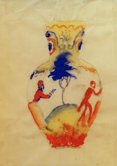 2つの数字と花瓶 作： August Macke