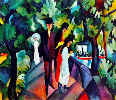 橋の上の歩行者、1912 作： August Macke