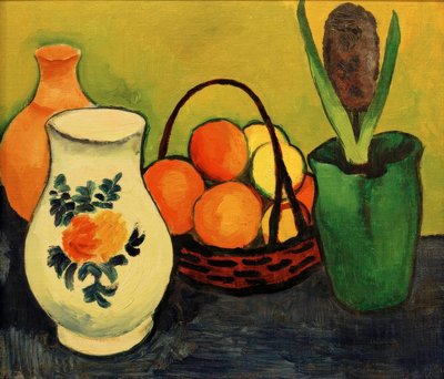 青い果実と白い水差し 作： August Macke