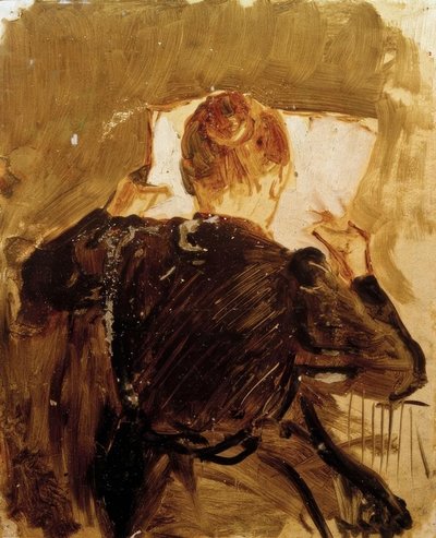 新聞を読む女性 作： August Macke