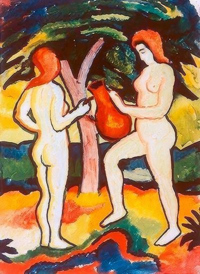 水差しのある2つの行為 作： August Macke