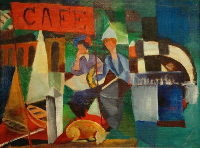 カフェで二人の女性 作： August Macke