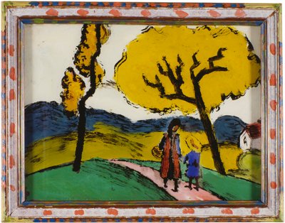 風景の中の 2 人の女の子 作： August Macke