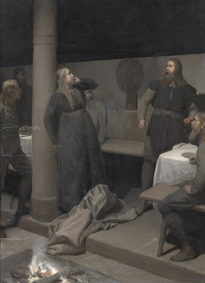 バーント・ニャールの物語：グンナルとハルゲルズル、c。 1895年。 作： August Malmström