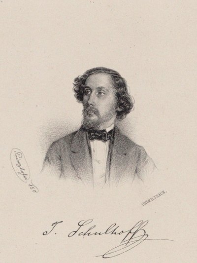 ピアニスト兼作曲家ユリウス・シュルホフの肖像 1825-1898 , 1850. 作： August Prinzhofer