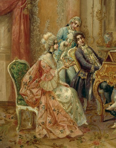 ピアノで、Stephan Sedlacek (1868-1936) 作、キャンバスに油彩、詳細 作： August Stephan Sedlacek