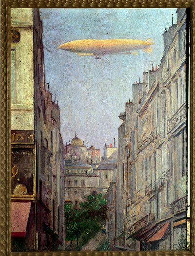1909年、パリ上空の「飛行船リパブリック号」」 オーギュスト・アレキサンドル・ヒルシュ（1833-1912）の絵画 1909年 個人蔵 作： Auguste Alexandre Hirsch