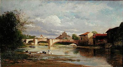 アヒルと橋、1872 作： Auguste Allonge