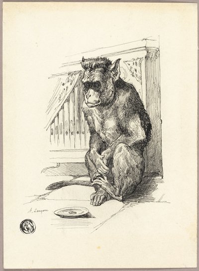 物乞い猿 作： Auguste Andre Lancon