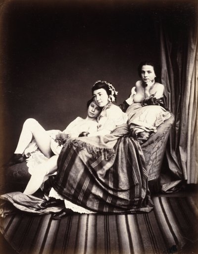 寝椅子に座る3人のヌード女性、1850年頃 作： Auguste Belloc