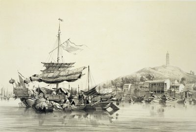 ホンシャン、「中国のスケッチ」からのプレート17、ユージーンシセリ（1813-90）1842（色付き平版版）によって彫刻 作： Auguste Borget