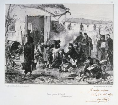 1870年12月、プロイセン戦争、パリ包囲戦、クレテイユでのフランスの高度警備隊ポスト 作： Auguste Bry