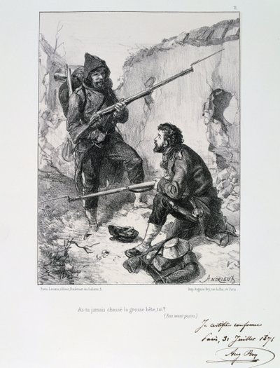 塹壕の中、パリ包囲戦、日仏戦争、1870-1871 1871 作： Auguste Bry