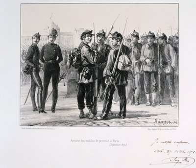 1871年9月、プロイセン包囲の前にパリに到着した地方の部隊 作： Auguste Bry