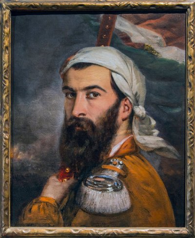 モラッツォーネの戦い後のジュゼッペ・ガリバルディ 1848 - オーギュスト・エスティエンヌ (1807 - 1882) の絵画 パリ - 軍事博物館 作： Auguste Estienne