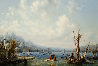 コンスタンティノープル沖のボスポラス海峡のボート、1846年 作： Auguste Etienne Francois Mayer