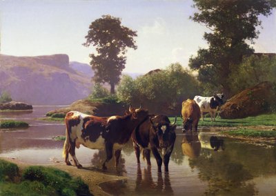 湖畔の牛 作： Auguste Francois Bonheur
