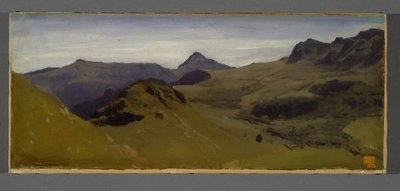 オーヴェルニュの風景、1850年頃（キャンバスにマウントされた紙に油彩） 作： Auguste Francois Bonheur