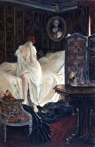 姦淫された女性。オーギュスト・フランソワ・ゴルゲ（1862-1927）がアナトール・フランスの「Le Lys rouge」のために描いたもの。 作： Auguste Francois Gorguet
