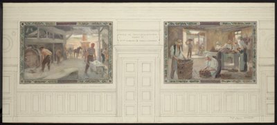 モントルイユ＝ス＝ボワ市庁舎の結婚会場のスケッチ：太陽光の利用と生産 作： Auguste Francois Gorguet
