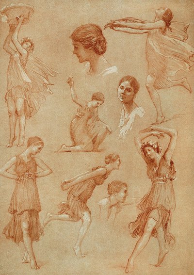 オーギュスト・フランソワ・マリー・ゴルゲによるアメリカ人ダンサー、イサドラ・ダンカンのスケッチ 作： Auguste Francois Gorguet