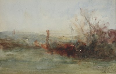 風景、c.1853-65（紙に水彩） 作： Auguste Francois Ravier