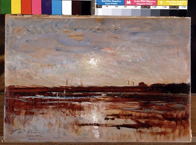 池に沈む夕日 作： Auguste Francois Ravier