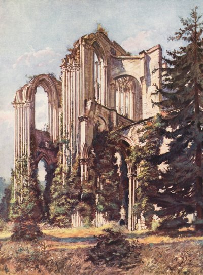フランス：サン・ワンドリル修道院（カラーリトグラフ） 作： Auguste Gerardin