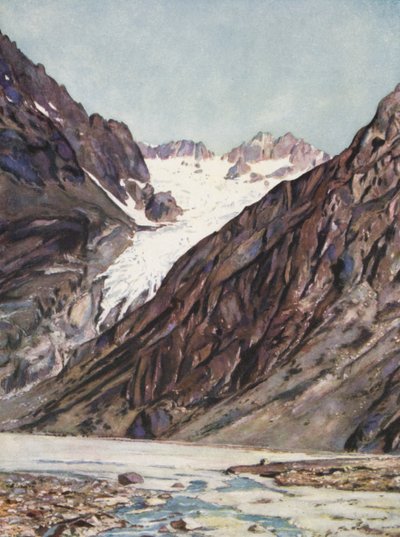 フランス：ペルヴー山の氷河（カラーリトグラフ） 作： Auguste Gerardin
