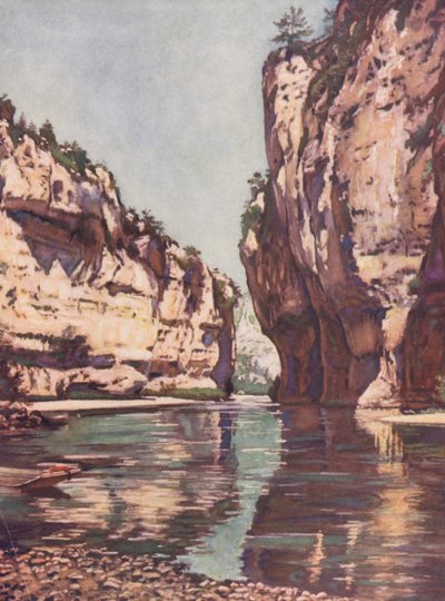 フランス：タルヌ峡谷（カラーリトグラフ） 作： Auguste Gerardin