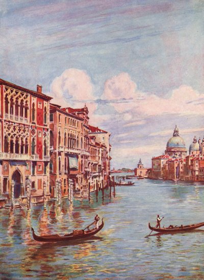 イタリア、ヴェネツィア、大運河（カラーリトグラフ） 作： Auguste Gerardin
