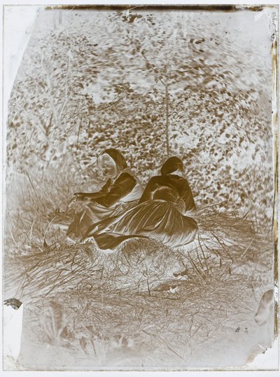 座る2人の農民娘 作： Auguste Giraudon