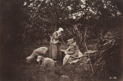 2 頭の羊と休む 2 人の羊飼い 作： Auguste Giraudon