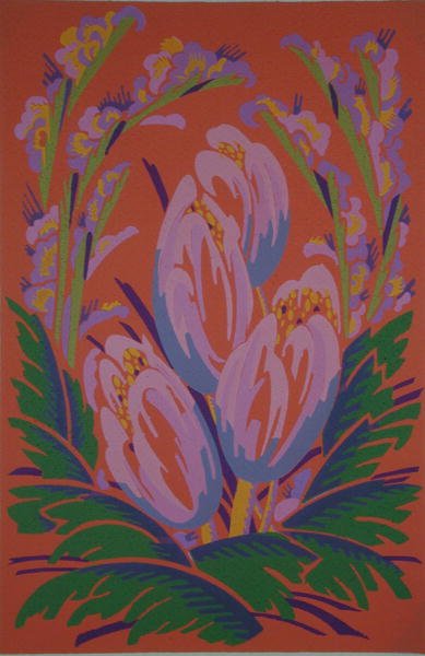 花模様のモチーフ（A. Levy著「Formes et couleurs: vingt planches en couleurs contenant soixante-sept motifs décoratifs」（Librarie Centrale des Beaux-Arts, Paris）より 作： Auguste H. Thomas