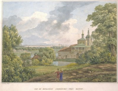 雀が丘からモスクワの眺め。アンドレエフスキー修道院、1827 作： Auguste Jean Baptiste Antoine Cadolle