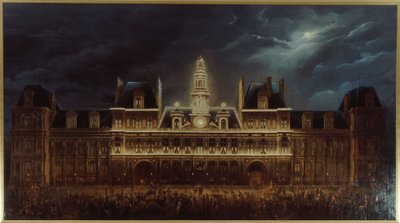 5月1日国王の日のオテル・ド・ヴィルのイルミネーション 作： Auguste Jean Simon Roux