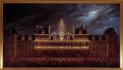 ルイ フィリップ 1 世の饗宴のための市庁舎のイルミネーション (5 月 1 日) 作： Auguste Jean Simon Roux