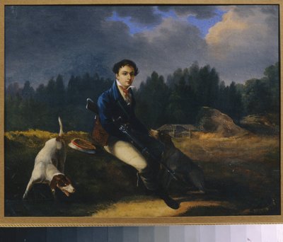 グリーンランプ協会の創設者、ニキータ・フセヴォルシスキー (1799-1862) の肖像。 （ロシア文学協会）。 Auguste Joseph Desrnod (1788-1840) の絵画、キャンバスに油彩 作： Auguste Joseph Desarnod